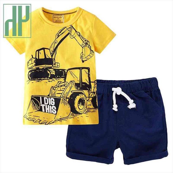 

hh summer kids boys cartoon clothing sets childrens clothing t-shirt short pants baby boy sportswear for teens, White
