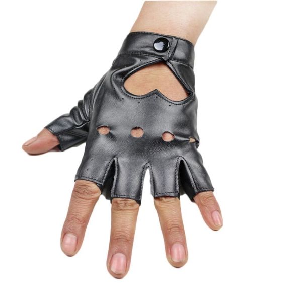 

five fingers gloves 1 pair punk short leather half finger driving dance motorcycle women fashion solid color leopard mittens, Blue;gray
