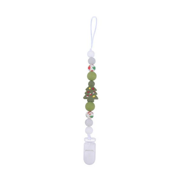 

baby pacifier holders chain clips weaning teething accessories christmas printed silicone beaded infant feeding newborn teeth practice toys