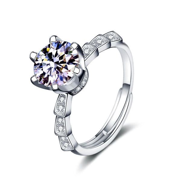 

silver 6 0.5ct/1ct/2ct/3ct d color moissanite vvs engagement wedding ring with national certificate for women cluster rings, Golden;silver