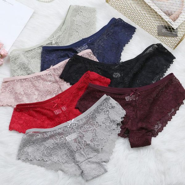 

women's panties 2021 lace bowknot low-waist underpant hollow out young women girls underwear t pants g-string thongs, Black;pink