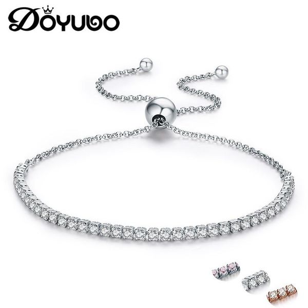

women's 925 sterling silver bracelets with white/pink cubic zirconia adjustable length lady authentic bangles ae018 bangle, Black