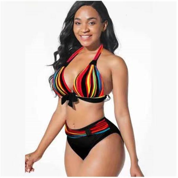 

2021 digital printed split bikini swimsuit, Red;black