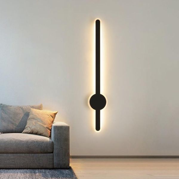 

wall lamps minimalist modern line lamp led nordic parlor sofa bedroom bedside aisle background strip indoor lighting