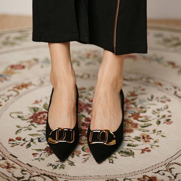 

dress shoes luxury flock metal bow-knot design fashion high heels women classic stiletto party zxvw, Black