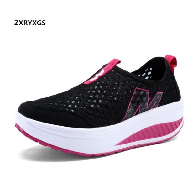 

dress shoes plus size platform wedges shake casual sneakers 2021 fashion summer women sandals mesh breathable, Black