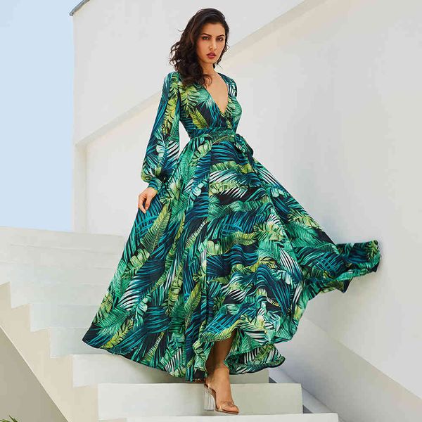 

summer dress women causal maxi floral green beach evening party plus size 210422, Black;gray