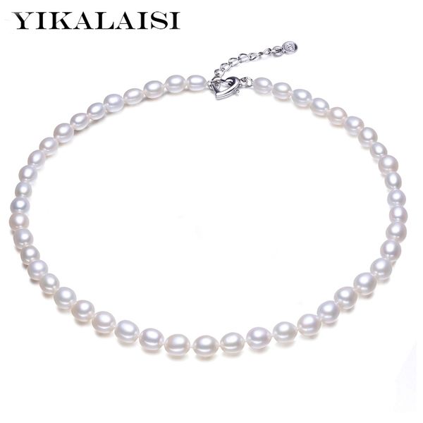 

yikalaisi 925 sterling silver natural necklace fashion jewelry for women 6-7mm pearl 3 colour