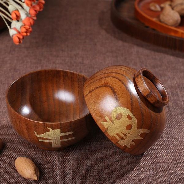

handmade wooden bowl, zodiac pattern, and environmental protection bowls
