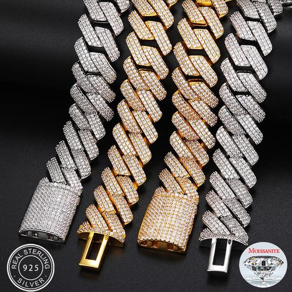 

chains 20mm miami moissanite cuban link chain sterling silver 925 necklace for hip hop jewelry drop