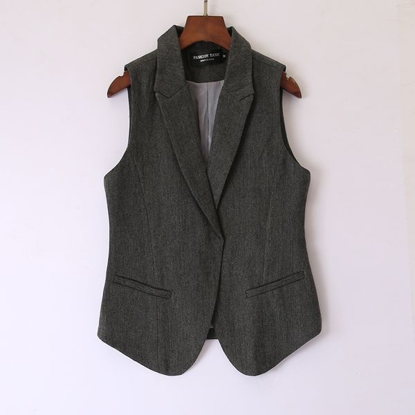 

jackets spring autumn plus size fashion designer women suit waistcoat turn down collar vest sleeveless slim woolen vests 4xl a34, Black;brown