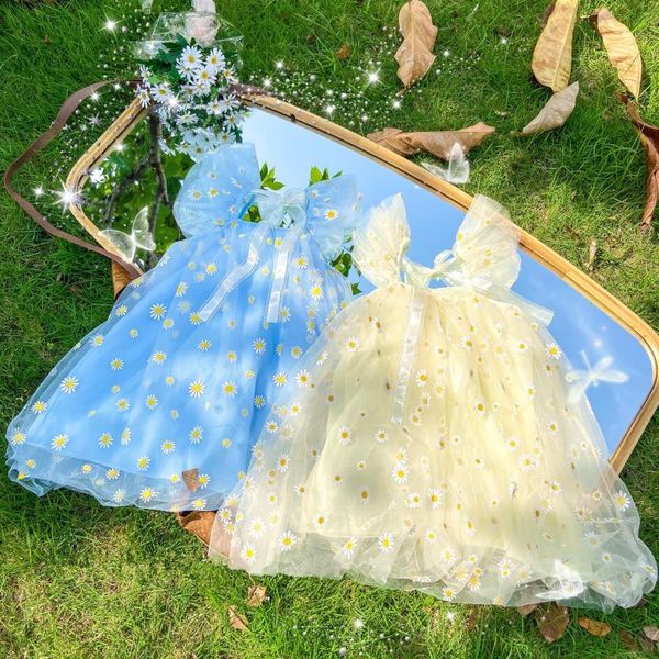 

princess dress girl flower dresses summer kids for girls clothes children baby toddler yellow vestidos 18m-7y girl's, Red;yellow