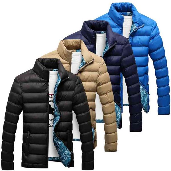Kış Ceket Erkekler Pamuk Yastıklı Kalın Ceketler Parka Slim Fit Uzun Kollu Kapitone Giyim Giyim Sıcak Mont 210910