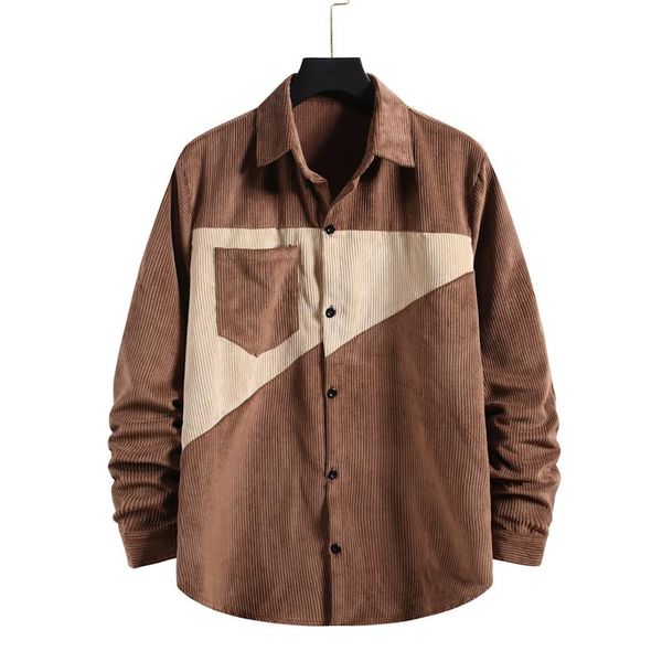 

men's casual shirts mens long sleeve thick corduroy shirt button down dress men workwear business slim fit chemise homme xxl, White;black