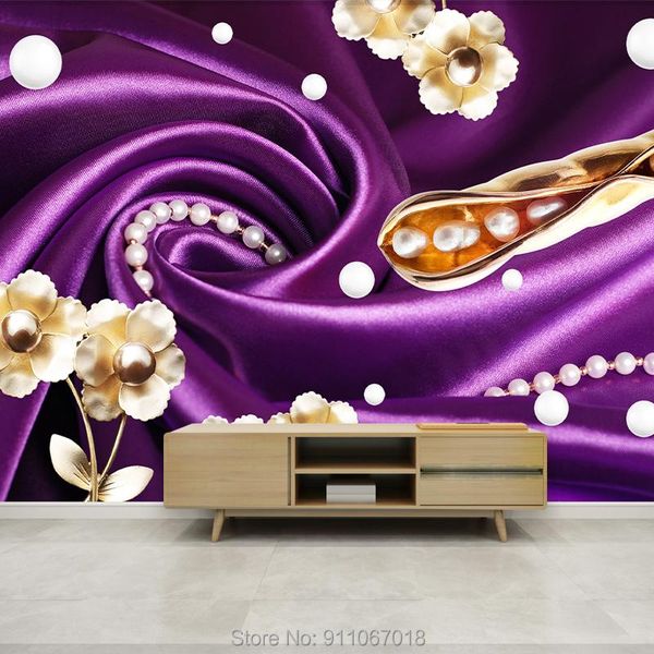 

wallpapers custom luxury jewelry silk cloth flowers mural po wallpaper soft package 3d wall stickers home decor living room decoration