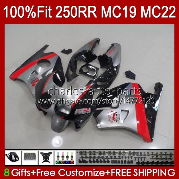 Формаги для инъекций для инъекций для Honda CBR 250CC MC19 88-89 CBR 250RR 250 RR CC 250R 1988-1989 112HC.71 CBR250RR 88 89 CBR250 RR CC 1988 1989 OEM Full Bodys Kit Silvery Red