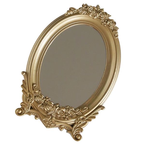 

mirrors 1pc decorative mirror household tray vintage storage (golden)