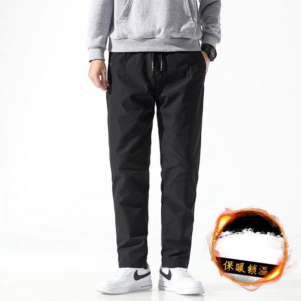 

men's pants down 2021 winter outdoor fashion removable keep warm trousers loose straight-leg casual men m-5xl, Black