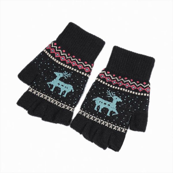 

children's fingerless gloves fashion knit boys accessories printed winter girls 8-15y b9031, White