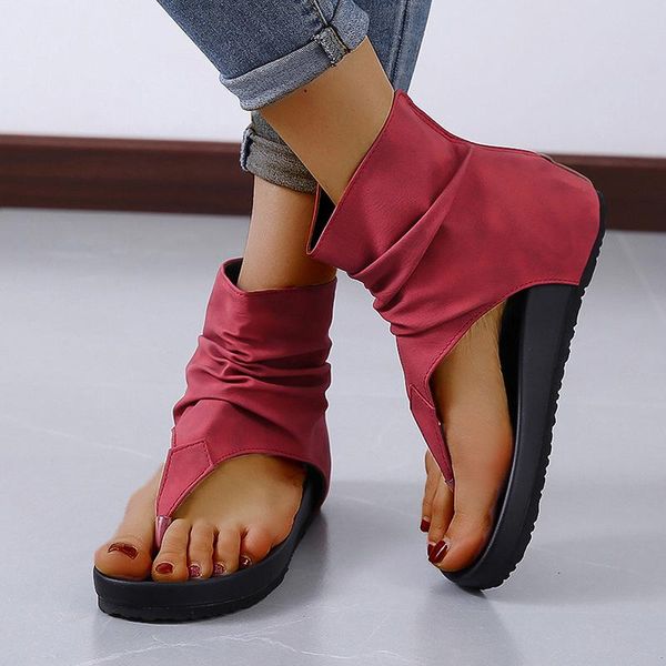 

sandals 2021 casual shoes flat summer flip flop back zipper female outdoor beach womens gladiator cover heels middle gang, Black