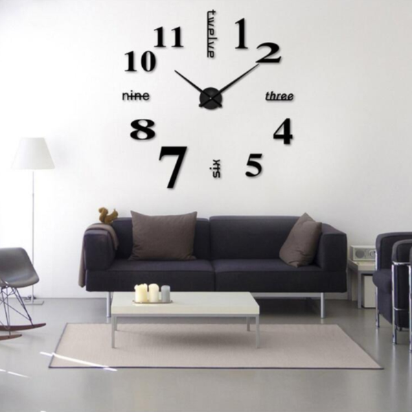 

wall clocks diy 3d mirror surface acrylic sticker clock horloge living room home office decor 40cm