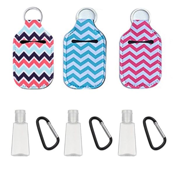 

storage bottles & jars 3 sets hand sanitizer refillable empty with keychain holder carriers e65f
