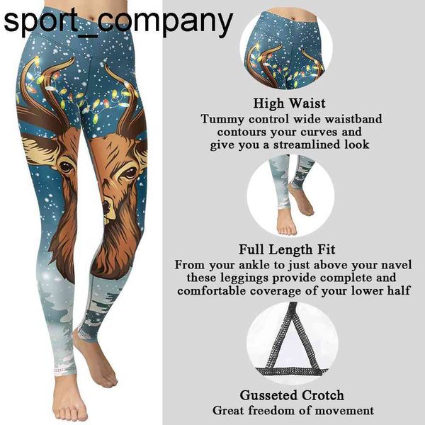 Elks Pattern Abbigliamento da allenamento in palestra per le donne Leggings sportivi elasticizzati a quattro vie Leggings fitness a tema natalizio