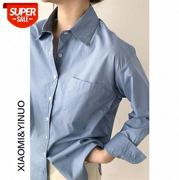 

[ou fan] 7839 college style shirt female design sense student solid color loose outer wear #dr7x, Black;gray