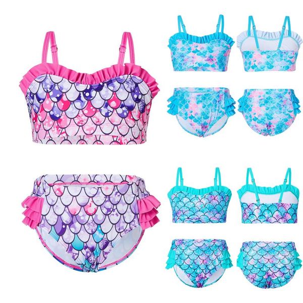

girls' summer cute criss cross back leopard floral print two-piece swimsuit vogue children's one-pieces, Black