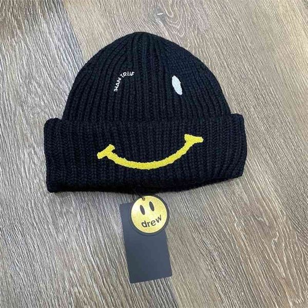 

design correct version dr smiling face cold hat house fashion men's and women's embroidered knitted wool 70% off, Blue;gray