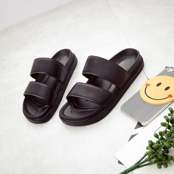 

slippers slides women summer beach home flat heel sandals men ladies couple shoes indoor non-slip zapatillas mujer size 36-45 ru5b, Black