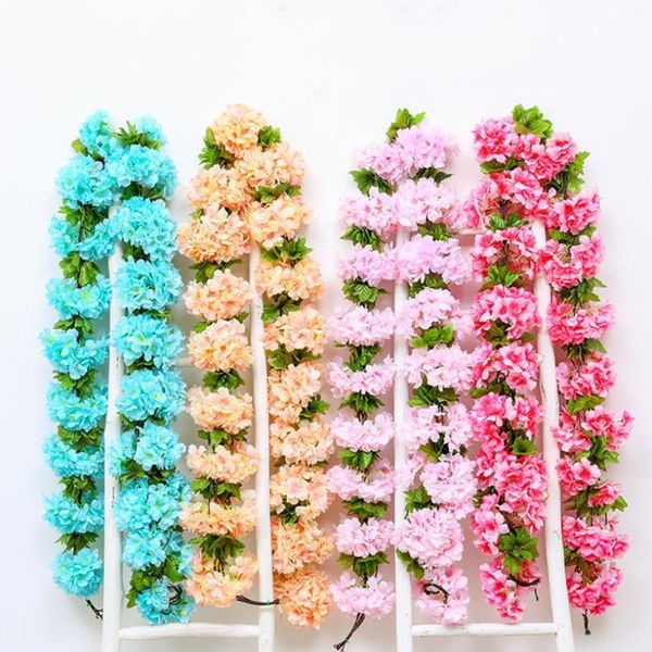 

2.3m fake flower rayon cherry blossom ivy vine wreath hanging bud string wedding party decoration decorative flowers & wreaths