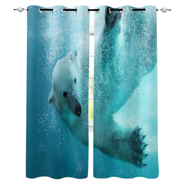 

animal blue nautical polar bear bubbles curtains for living room window curtain bedroom modern interior home decoration & drapes