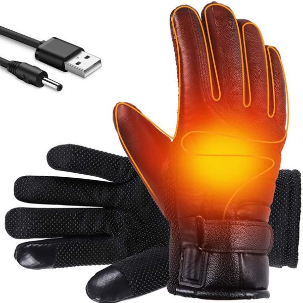 

cycling gloves heating winter hand-warming warm usb heated, Black