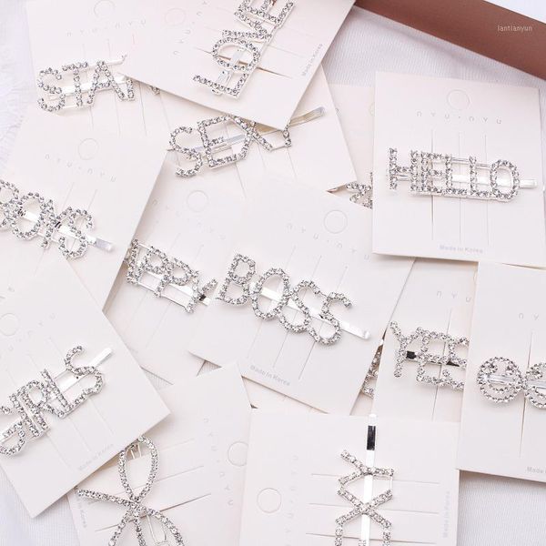 

rhinestone letter hairpin english diamond retro girl hair accessories1