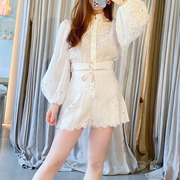

women's shorts 2021 summer holiday white hollow shirt +, White;black