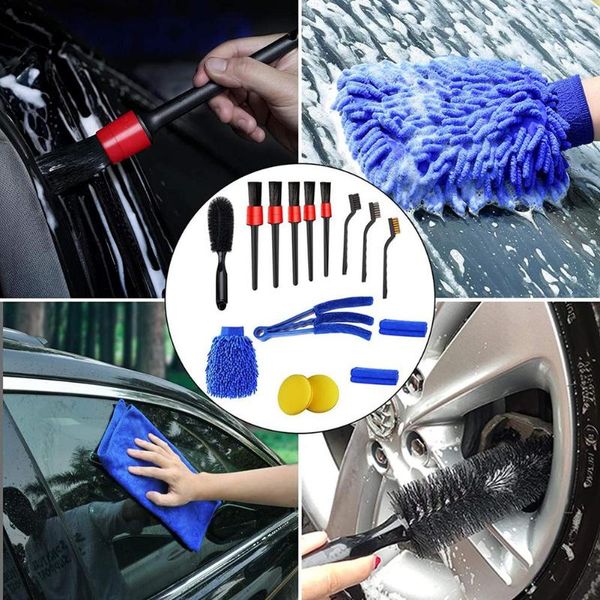 

car sponge 15pcs cleaning brush set wheel kit tool detailing outlet clean