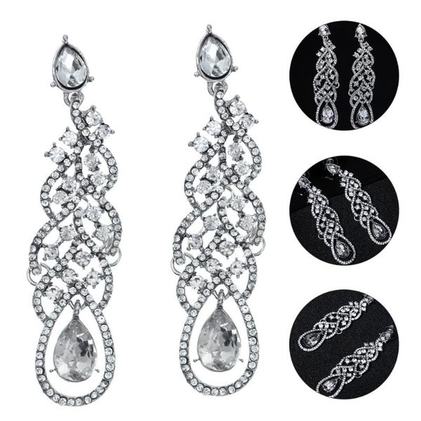 

dangle & chandelier 1 pair baroque style ear pendants retro rhinestone earring jewelries, Silver