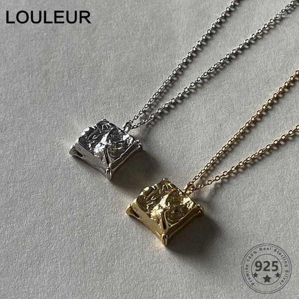 

chains louleur 925 sterling silver square pendant necklace minimalist gold chain irregular for women fashion fine jewelry gift1