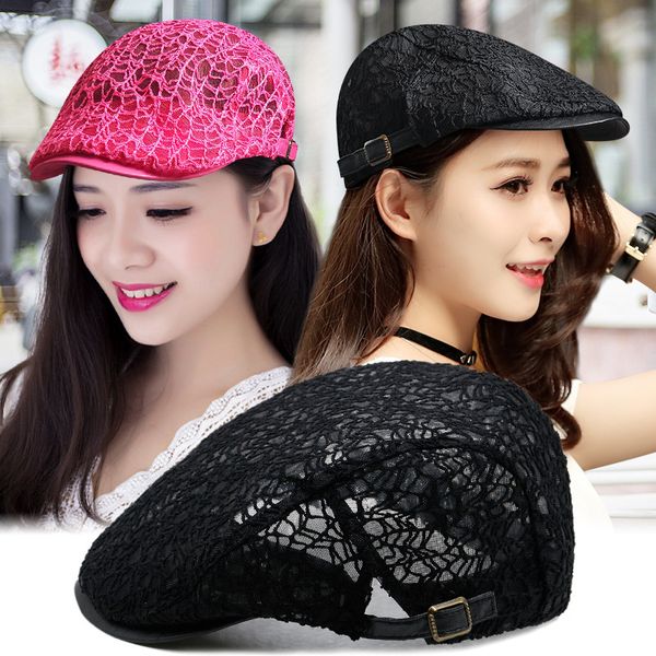 

breathing edge mesh baret cap for wome random sunburn cream outdoor travel viewing cap mode boina femme, Blue;gray