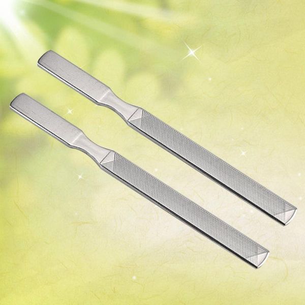 

nail files 2pcs professional stainless steel metal file buffer double side manicure tools rubbing polishing strip(silver)