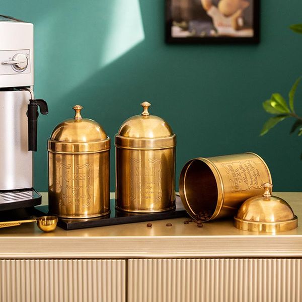

storage bottles & jars handmade brass coffee jar home kitchen tea caddy sugar bowl copper carved pot household tank lids