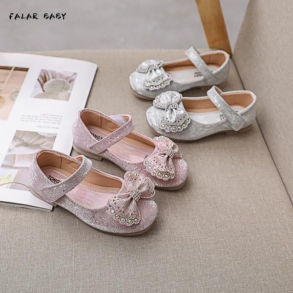 

summer princess fashion leathers sweet shoes for girls flower casual children butterfly four seasons flat, Black;grey