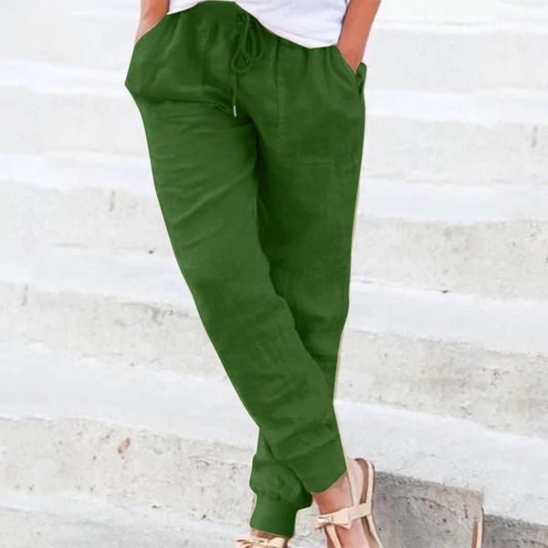 

women's pants & capris 40# loose pocket women casual solid color wide leg for elasticÂ waist clothing 2021, Black;white