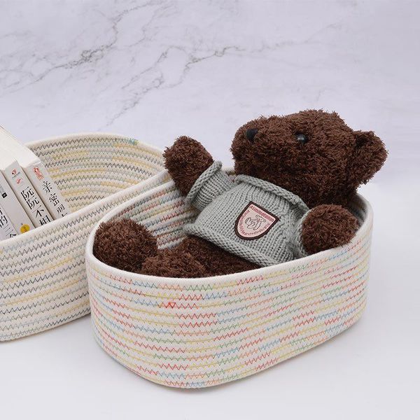 

storage baskets deskbasket fabric box simple modern small colorful rope cotton household sorting
