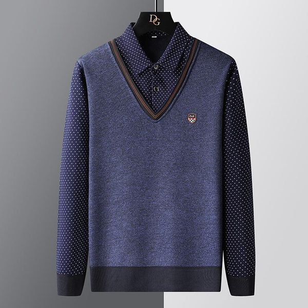 

men's sweaters shirt collar plus velvet sweater men 2021 winter thick warm fleece mens christmas male pullovers, White;black