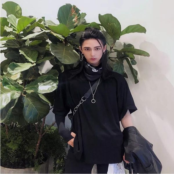 

men's t-shirts couple's solid t-shirt summer 2021 korean round neck loose fashion brand half sleeve youth bat short, White;black