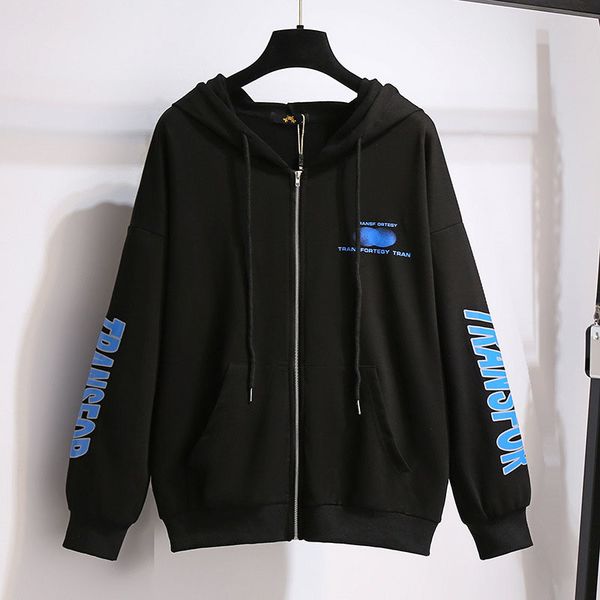 

women's jackets retro jacket with hood plus size, 150kg, female zipper, black fine shirt hood, bust 157cm 6xl 7xg 8xl 9xl10xl toyb, Black;brown