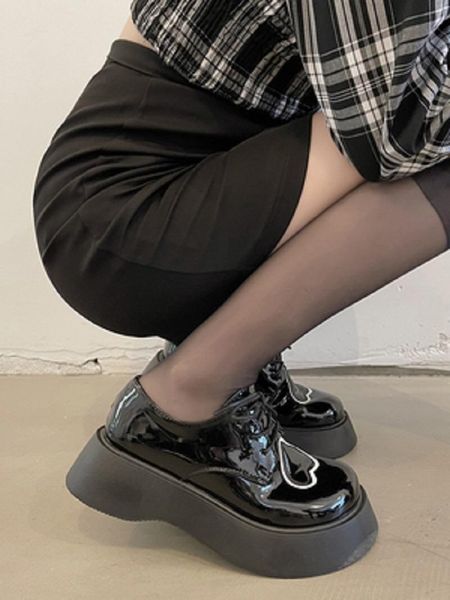 

dress shoes 2021 summer women's black small leather love round head mary jane fashion wild retro british style