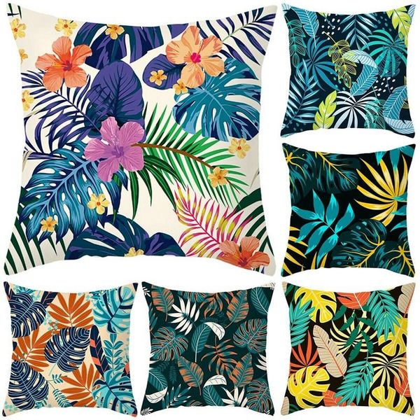 

pillow case tropical plant green leaves garden cushion cover flower home throw 6pcs pillowcase